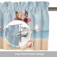 thumbnail image 6 of Puppy Beach Valance Curtain Summer Watercolor Dog Bag Beach Ocean Sky Window Valances Rod Pocket Short Curtains Window Treatments for Kitchen Bedroom Bathroom Laundry 54" x 18", 6 of 9