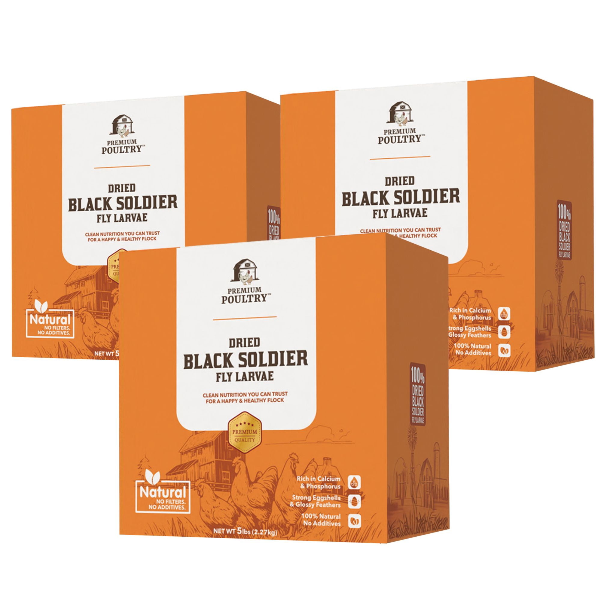 Premium Poultry 15 lb Dried Black Soldier Fly Larvae Chicken Feed Protein Treats