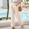 thumbnail image 6 of LLYwey Women's Casual Pants & Capris Women's Fashion Solid Color Business Loose Casual formal Suit Pants White Linen Pants Female Long Pant Style H908 Beige L, 6 of 6