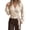 Beige, variant on Women's Wrap V-Neck Knit Sweater, Side Tie Waist Cropped Top with Puff Long Sleeves, Soft Lightweight Ribbed Casual Pullover for Fall Winter Commuting Date Night Daily Wear Beige