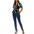 thumbnail image 2 of INSPIRE CHIC Women's Ruffle Top Wrap V Neck Elastic Waist Belt Elegant Chic Blouse XS Black, 2 of 6