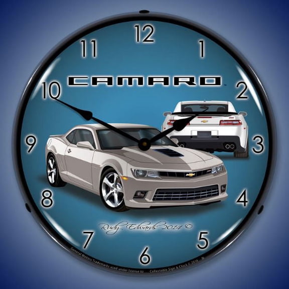 2104 SS Camaro Silver Ice Wall Clock, Lighted