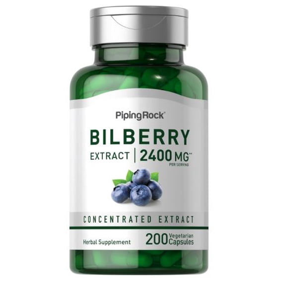 Bilberry Extract 2400mg | 200 Capsules | Vegetarian | by Piping Rock