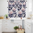 thumbnail image 3 of Pink Purple Floral Kitchen Curtains Valances and Tiers Set of 3 Abstract Flower Botanical Art Oil Painted Texture Tier Curtains and Valance with Rod Pocket for Small Windows, 27.5"x24", 3 of 9