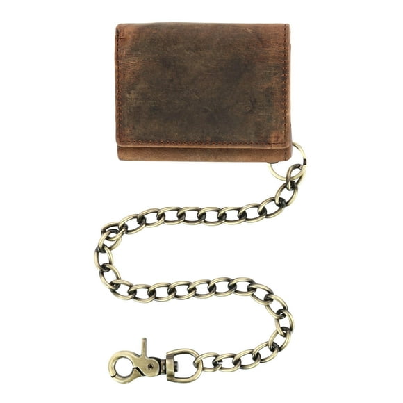 Cazoro  RFID Vintage Leather Trifold Chain Wallet (Men's)
