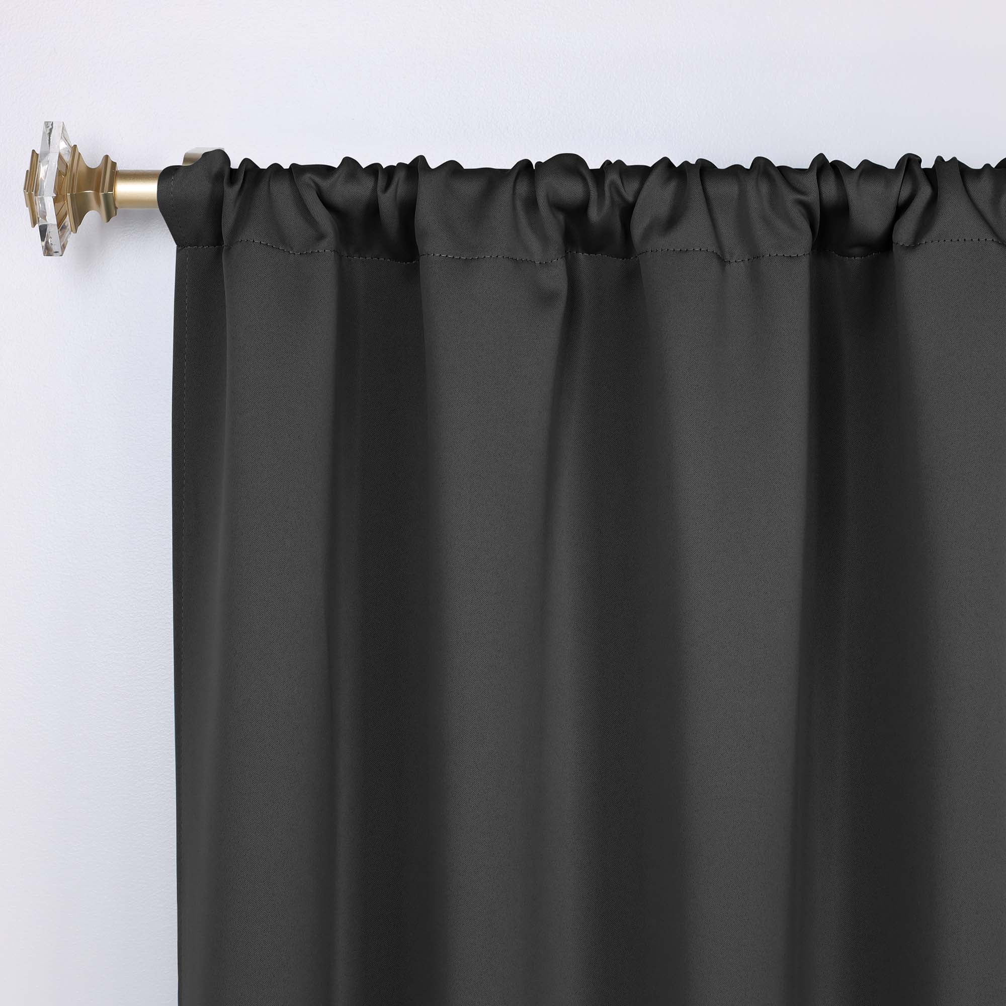 Superior Blackout Solid Light Filtering Rod pocket Curtain Panel Set, 36" x 84", Black