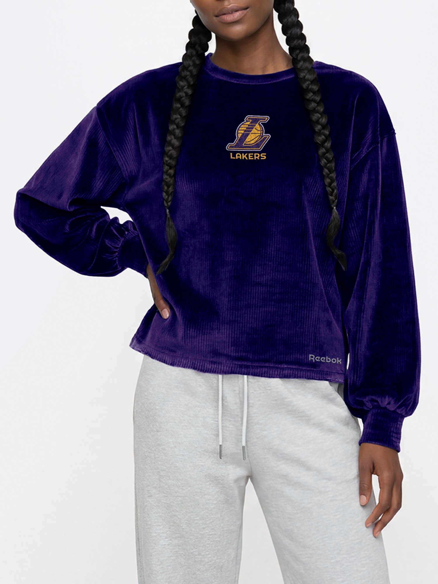 Los Angeles Lakers Reebok Womens Crew Neck Pullover with Balloon Sleeves