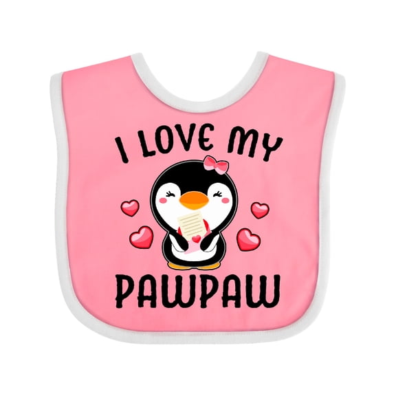 Inktastic I Love My Pawpaw with Cute Penguin and Hearts Girls Baby Bib