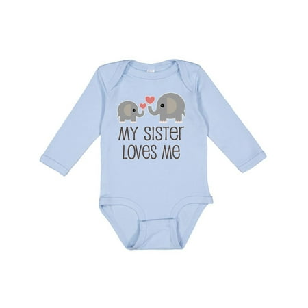 

Inktastic My Sister Loves Me Boys or Girls Long Sleeve Baby Bodysuit