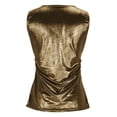 thumbnail image 6 of Mifsaly Metallic Shiny Sleeveless Tops Women V-Neck Draped Front Slim Fit Tank Top Going Out Evening Club Party Glitter Outfits L, 6 of 8