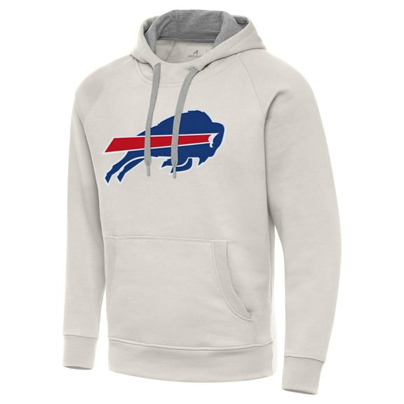 Men's Antigua Cream Buffalo Bills Victory Raglan Pullover Hoodie