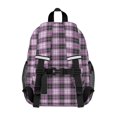 thumbnail image 3 of Purple and Black Checkered Pattern Backpack for School, Cute School Bag with Adjustable Shoulder Straps and Padded Back, 15"x11.42"x5.5", 3 of 5