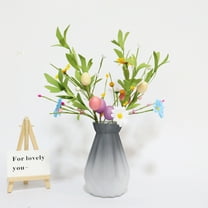 SDJMa 14.17" Artificial Easter Egg Pick, Easter Floral Stem with Foam Speckled Pastel Easter Eggs and Green Leaves for DIY Flower Arrangement Spring Easter Holiday Party Home Decor