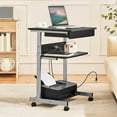 thumbnail image 5 of 22 Inch Compact Office Desk with Power Outlet USB Ports, Mobile Laptop Table for Home Study, Rolling Workstation Lockable Casters Corner Writing Table, Black, 5 of 5