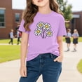 thumbnail image 6 of Girls Lavender T-Shirt, Short Sleeve Daisy Print Cotton Tee for Kids, Cute Purple Flower Top for Kids & Little Girls Play Clothes,Size 4 T, 6 of 9
