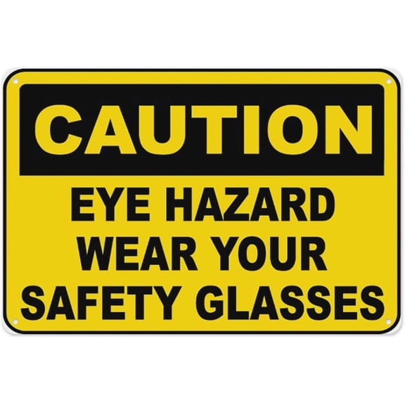Wear Your Safety Glasses Sign 8"x12" - Aluminum Tin Warning for Home Outdoor Garden, Weatherproof PPE Decor for Workshop