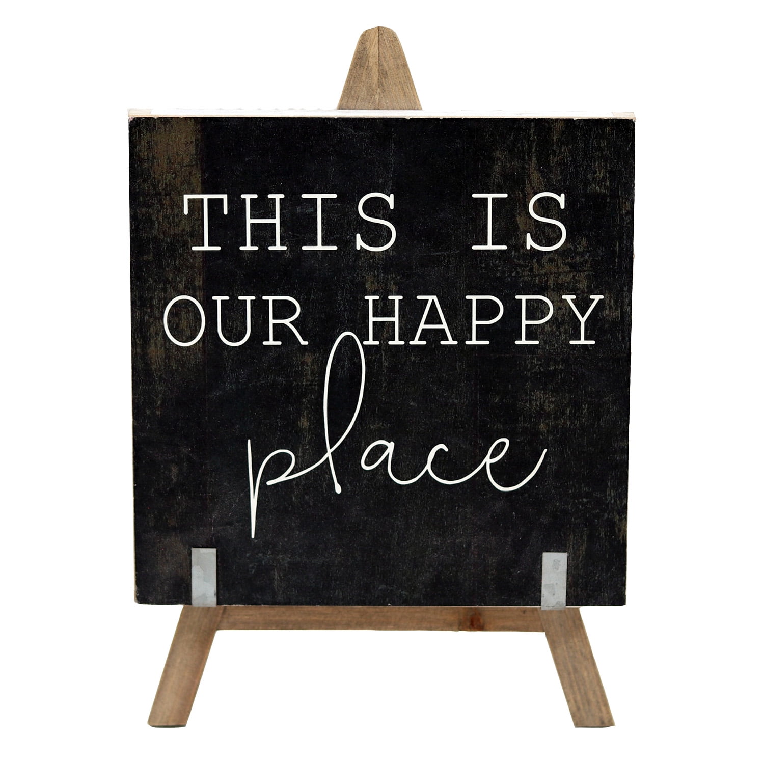 Parisloft This Is Our Happy Place Farmhouse A-Frame Freestanding Wood Sign, Black
