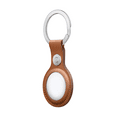 Apple AirTag Leather Key Ring Saddle Brown