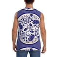 thumbnail image 4 of Gaeub Blue And White Porcelain Pattern Men's Sleeveless Muscle Shirts Workout Tank Tops, Odor Protection and Comfortable - Large, 4 of 8