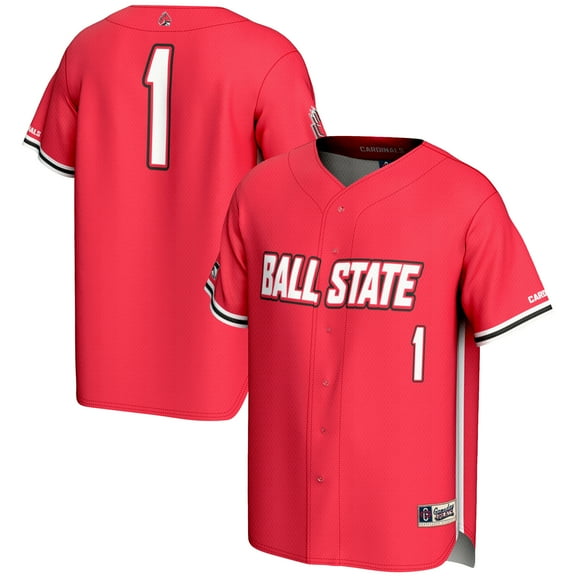 Men's GameDay Greats #1 Cardinal Ball State Cardinals Lightweight Baseball Fashion Jersey