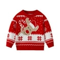 thumbnail image 1 of MIASHUI Chandails pour Filles Automne Hiver Chandail de Base Dessin Animé Mignon Motif de Noël pour Filles - Tenue Décontractée Quotidienne pour 2-7 Ans Rouge, 2-3 Ans, 1 of 7