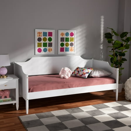 Baxton Studio Select Traditional Rubberwood Storage Twin Daybeds with Cut-Out Panels White