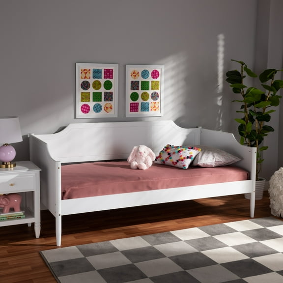 Baxton Studio Select Traditional Rubberwood Storage Twin Daybeds with Cut-Out Panels White