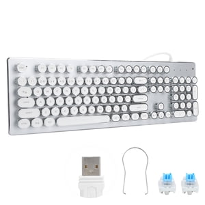 Clavier, 104 Clés Clé mécanique Illuminated Plug et jouer pour ordinateur portable blanc