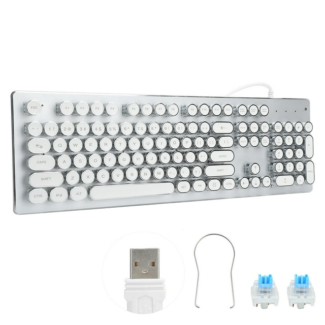 Rdeghly Illuminated Keyboard,Wired Keyboard,Retro Wired Gaming Mechanical Keyboard Key Click with 104 Keys Mixed Light Ergonomic Design
