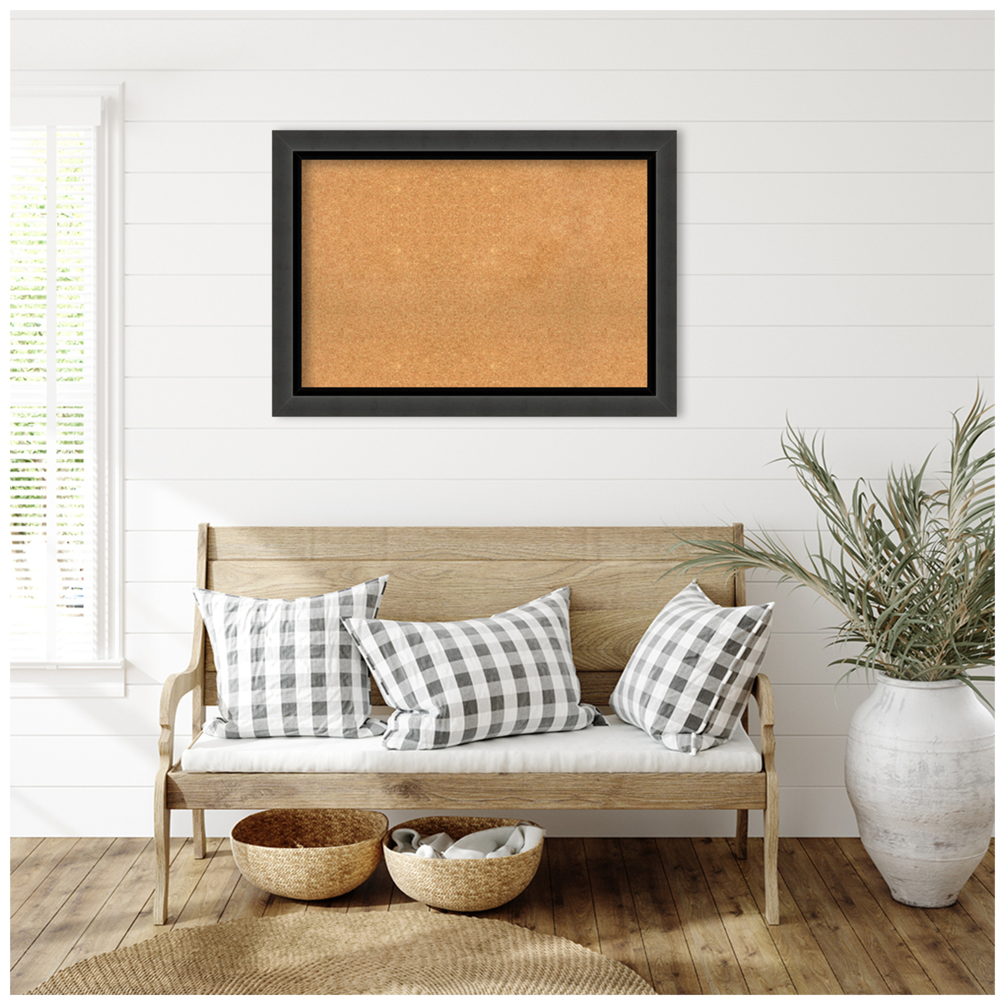 Amanti Art Natural Cork Board Framed Tuxedo Black Bulletin Board 41 in. x 29 in.