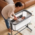 thumbnail image 4 of AILEEKISS Bedside Bassinet for Newborn, 6 Height Adjustable Baby Bassinet with Wheels, Grey, 4 of 10