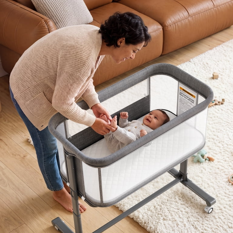 AILEEKISS Bedside Bassinet, 6-Height Adjustable, Grey photo 7