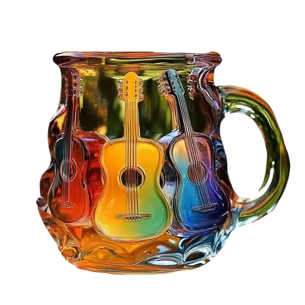 Nuevo estilo transfronterizo Guitar Art Mug taza de vidrio guitarra música arte taza taza taza de café