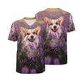 thumbnail image 3 of Daiia Dog in Lavender Flowers Mens Baseball Jersey Button Down Shirts Short Sleeve Sports Uniforms-Small, 3 of 9