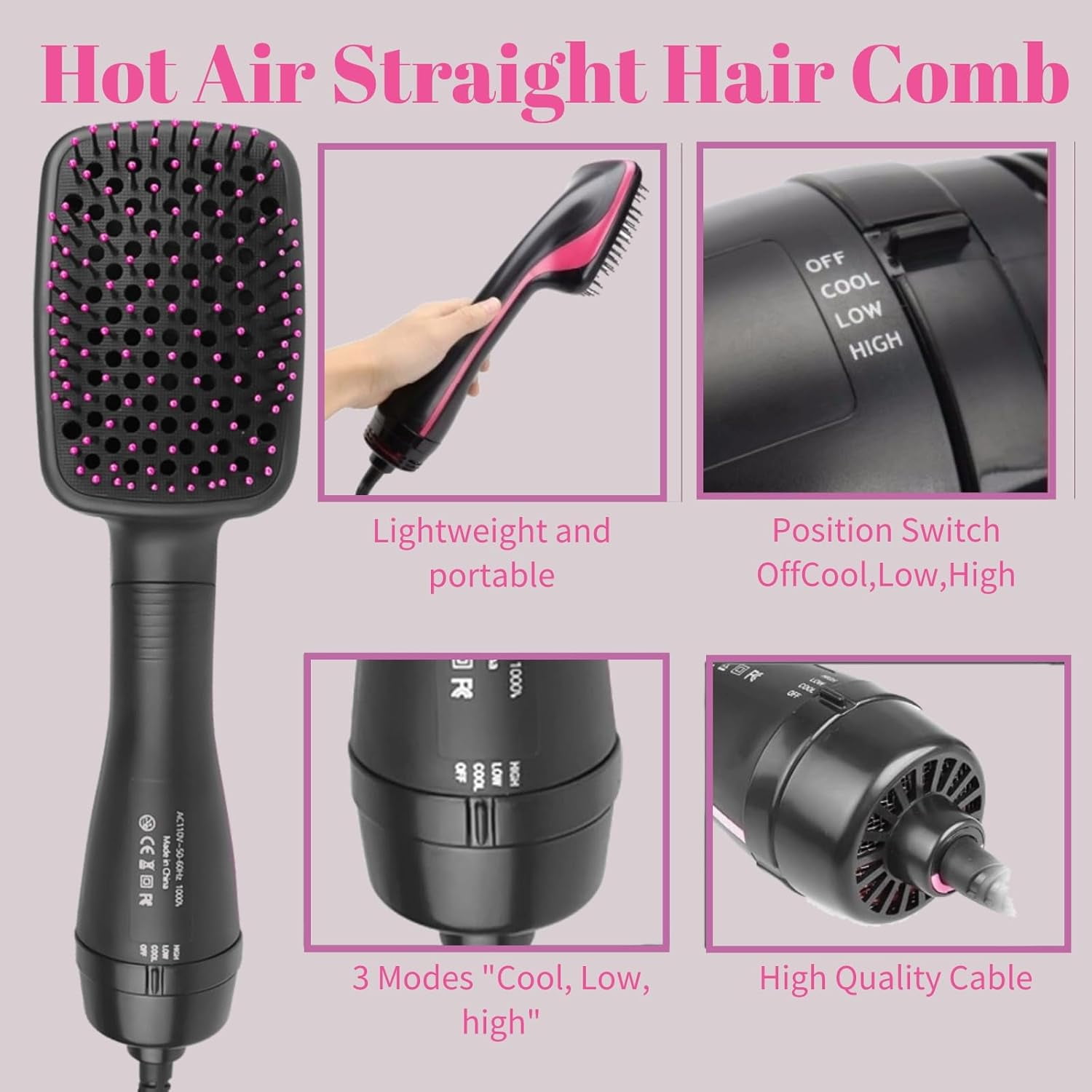 Jowenia One-Step Hair Dryer and Styler, 3 in 1 Negative Ion Blow Dryer Brush for Smooth, Frizz Free Results for All Hair TypeS