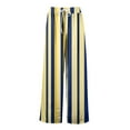 thumbnail image 4 of FUNUONY Flowy Wide Leg Palazzo Pants for Women - High Waist Casual Beach Lounge Stripe Pants Loose Dress Pants Stretchy Trousers Summer Casual Print Pocket Wide Elastic Pants Casual Pants Yellow Xxl, 4 of 6