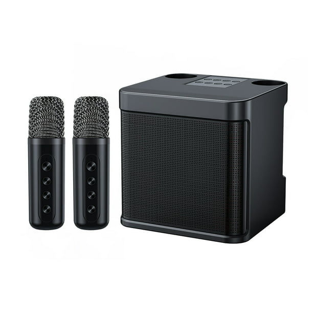 Pisexur Electronics - Karaoke para el hogar con micrófonos inalámbricos, altavoz portátil de 3000 mAh, sistema de sonido PA recargable con Bluetooth 5.0, subwoofer de escenario, organizador de electr