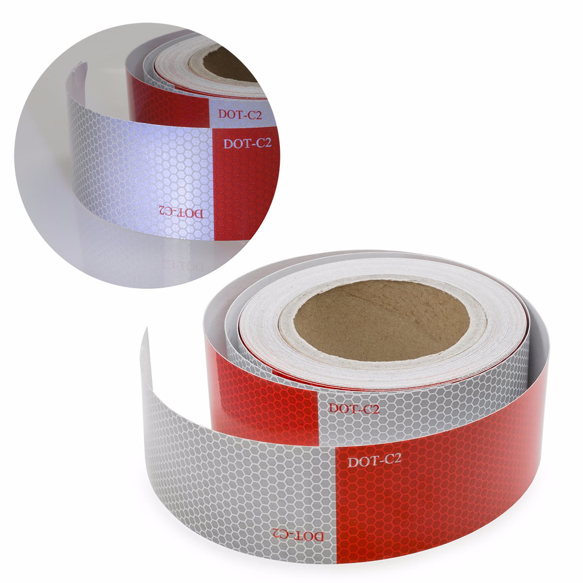 2PC DOT-C2 Conspicuity Reflective Tape 2''x150' Red White Strip Trailer RV Truck 