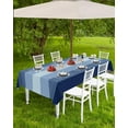 thumbnail image 4 of Navy Blue Stripes Outdoor Tablecloths with Umbrella Hole and Zipper, Waterproof/Stain Resistant Rectangle Table Cloth 60x120 Patio Table Cover for Picnic/Party Gradient Modern Minimalist Geometric, 4 of 6