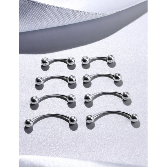 GHRTGR-20G 16G 14G 12G Eyebrow Rook Daith Piercing Jewelry 316L Surgical Steel Vertical Lip Labret Belly Button Ring Snake Eyes Tongue Ring Curved Barbell 6mm(1/4") 8mm(5/16") 10mm (3/8") 12mm(1/2")