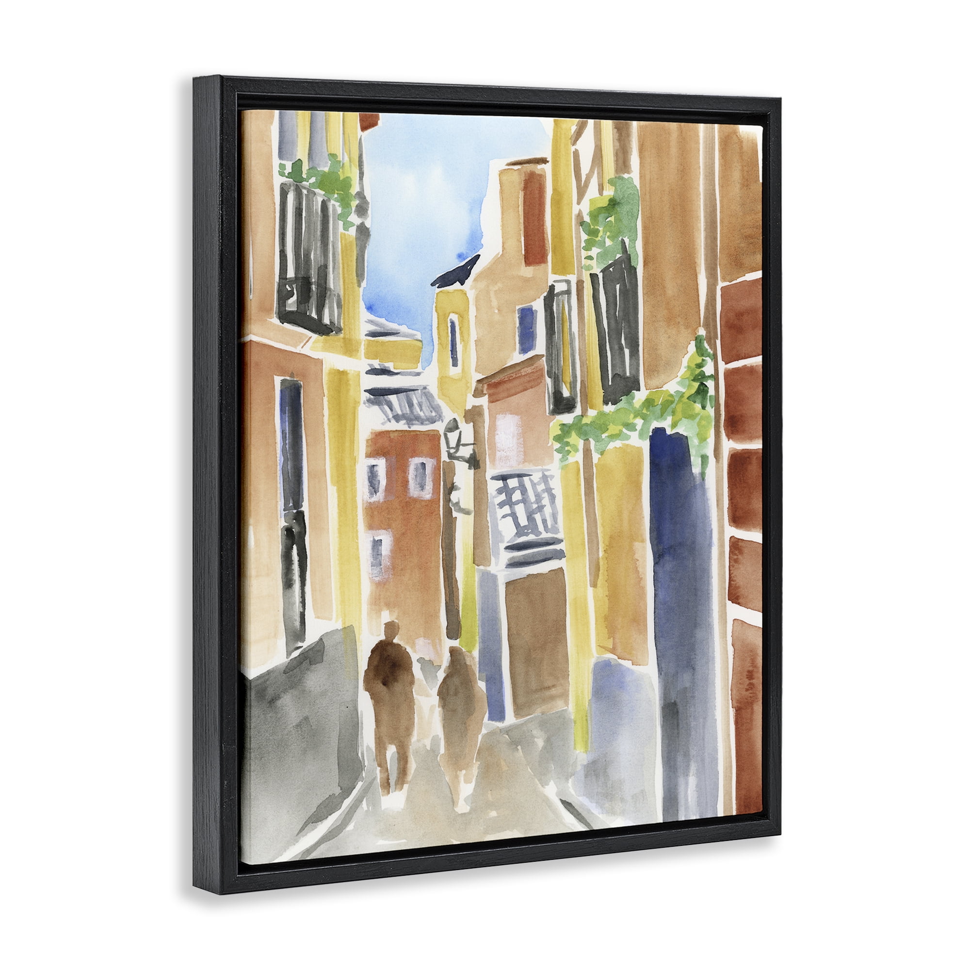 Stupell Industries Calles de Madrid Architecture Black Framed Floater Canvas Wall Art, design by June Erica Vess