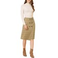 thumbnail image 2 of Allegra K Women's Plaid Vintage Faux Wrap Buttons Midi High Waist Skirt, 2 of 6