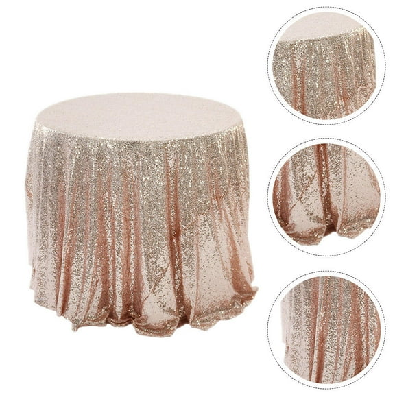 GOOHOCHY Pink Sequin Tablecloth for Wedding Party Protective Using Always Keep Table Clean Polyester 1PC