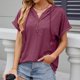 thumbnail image 1 of Fiudx Ofertas de La Semana Blusas con Capucha de Manga Corta Holgadas con Botones y Hombros a Manga con Cuello En V Liso para Mujer a La Moda, 1 of 7