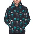 thumbnail image 4 of KLL Animal Footprints Print Mens Hoodie Long Sleeve Casual Pullover Hooded Sweatshirt Fashion Drawstring Hoodies with Pocket-4X-Large, 4 of 6