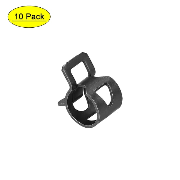 Abrazadera de resorte de banda de acero negro Uxcell de 7mm para manguera de línea de combustible de silicona, paquete de 10