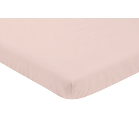 UPC: 0846480065388 | Solid Blush Pink Baby Fitted Mini Portable Crib Sheet for Watercolor Floral Collection by Sweet Jojo Designs