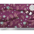thumbnail image 3 of Soimoi Pink Japan Crepe Satin Fabric Berry & Ash Seeds Leaves Fabric Prints By Yard 42 Inch Wide, 3 of 3