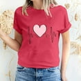 thumbnail image 3 of Fesfesfes Women T Shirt Women's Valentine's Day Love Printed Short Sleeved T-shirt Top Short Sleeved Round Neck Top/Shirt Raglan Shirt Women 3XL(US:14), 3 of 6