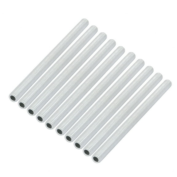 Unique Bargains 10Pcs M6 1mm Pitch Threaded Zinc Plated Pipe Nipple Lamp Parts 90mm Long